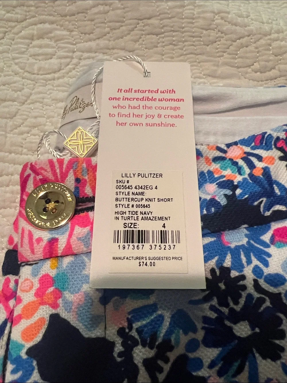 Lilly Pulitzer Navy Multicolor Floral Scallop-Hem Shorts